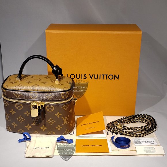 Louis Vuitton Brown Monogram and Monogram Reverse Coated Canvas Vanity PM Gold Hardware, 2020, Womens Handbag